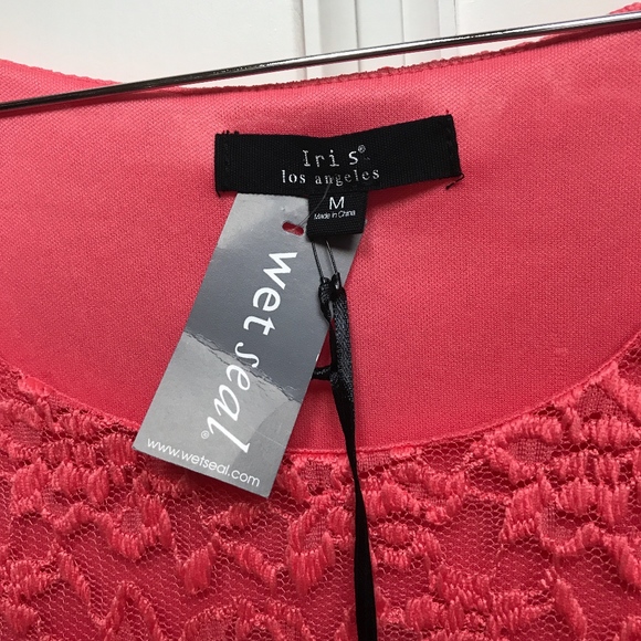 NWT- IRIS- CORAL MAXI DRESS W/LACE BODICE - Picture 5 of 6